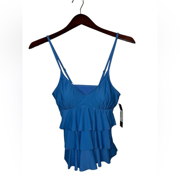 Nicole Miller Other - ⚡️Nicole Miller Studio Blue Three Tier Ruffle Tankini Top – Size M